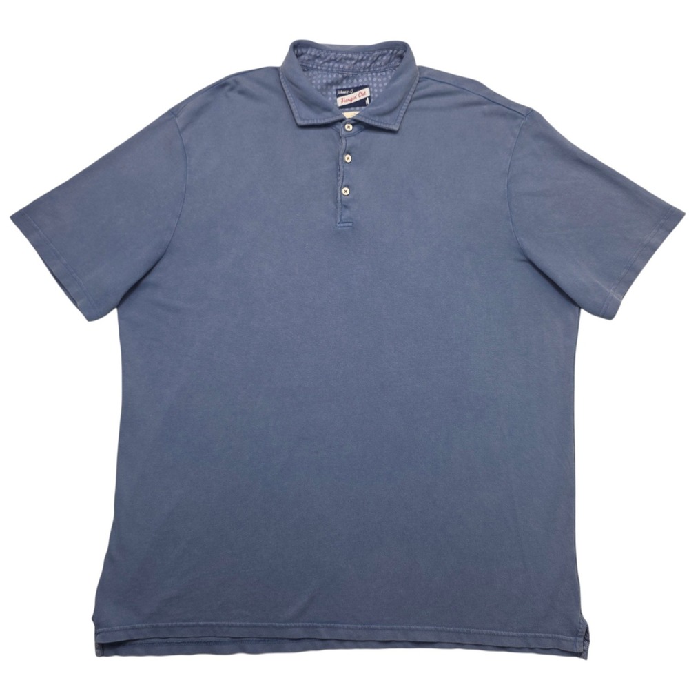 Johnnie-O Hangin Out Mens XL Blue Pique Knit Short Sleeve Polo Shirt